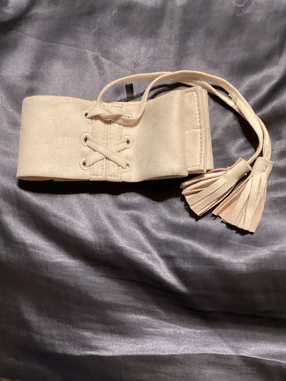 Womens Wide Lace-Up Waist Belt with Tassel from Express